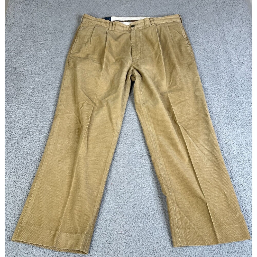 POLO RALPH LAUREN Corduroy Pants Men 38 x 30 Beige Khaki Hammond Flat Front